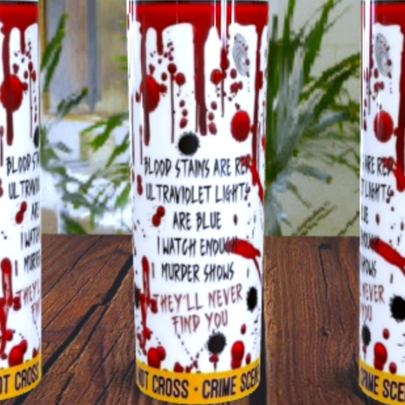 Red and White Crime Scene Themed Tumbler - Picture 1 of 1
